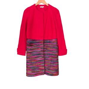 Jade Melody Tam Multi Color Pink Purple Wool Blend Coat Jacket Women's Small
